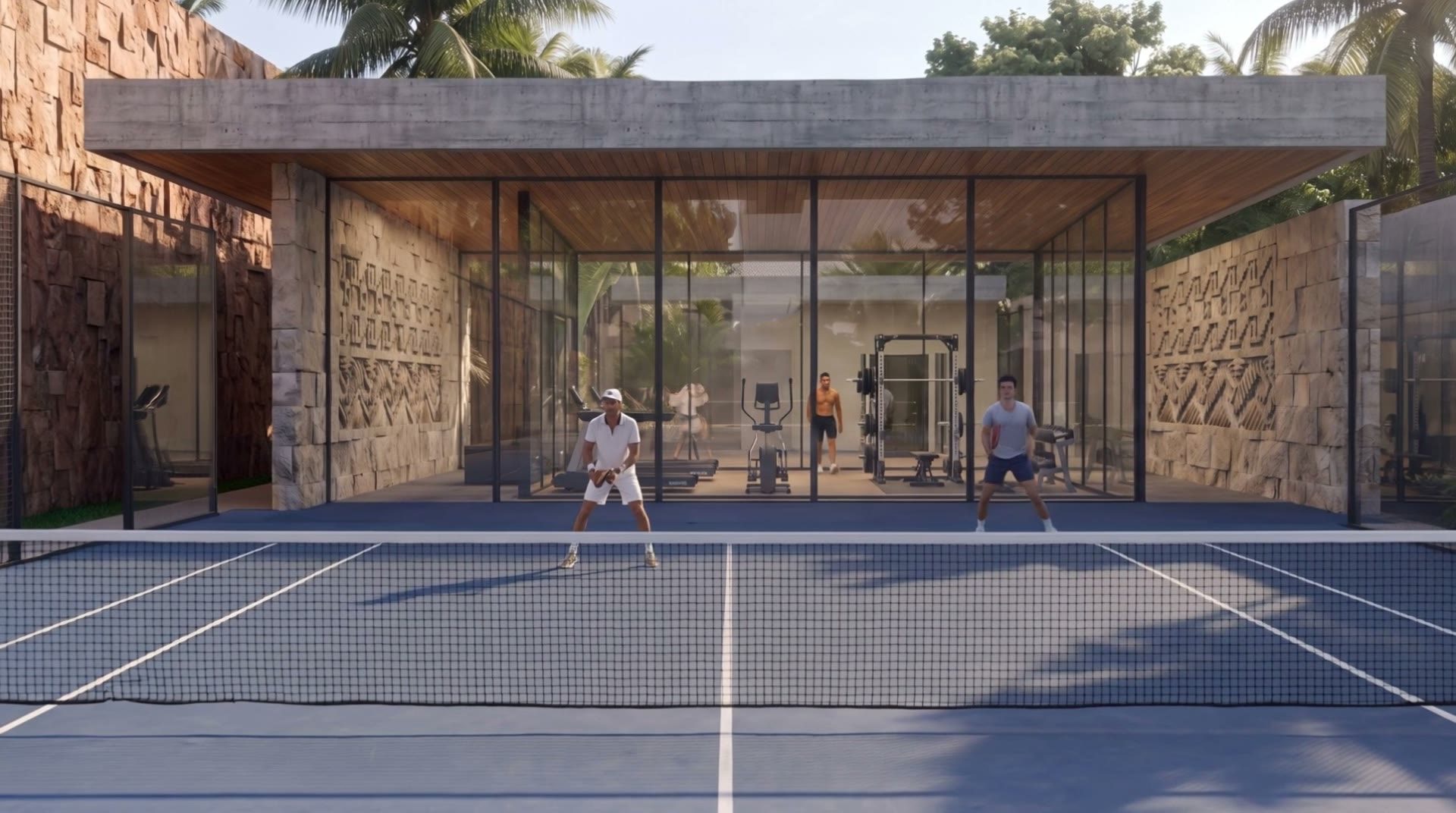 Glass gym among the trees